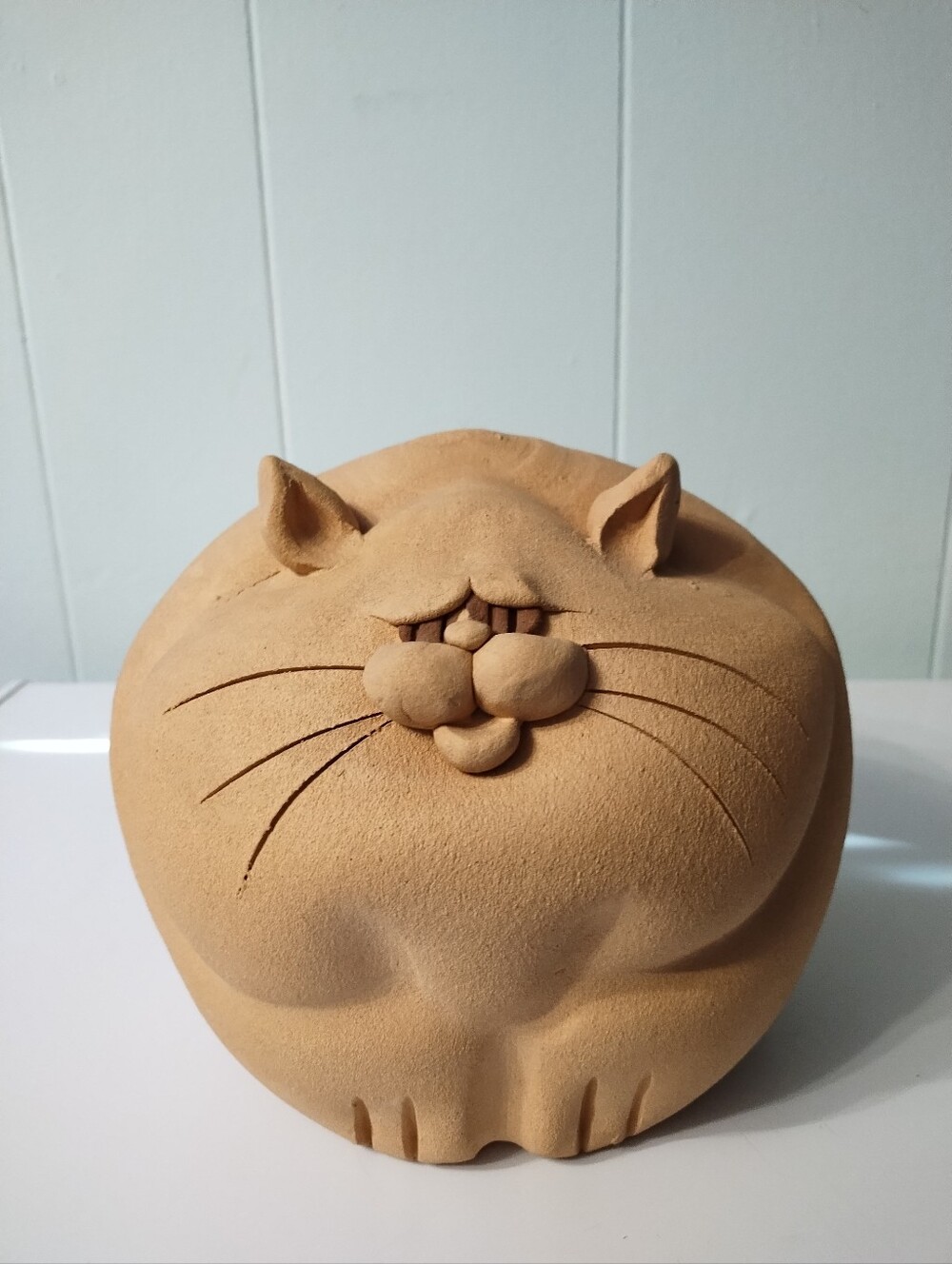 Vintage Terracotta Fat Cat Piggy Bank